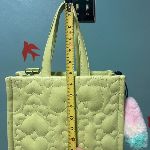 Betsey Johnson Lime Green Quilted Tote with Plush Charm - Picture 7 of 8